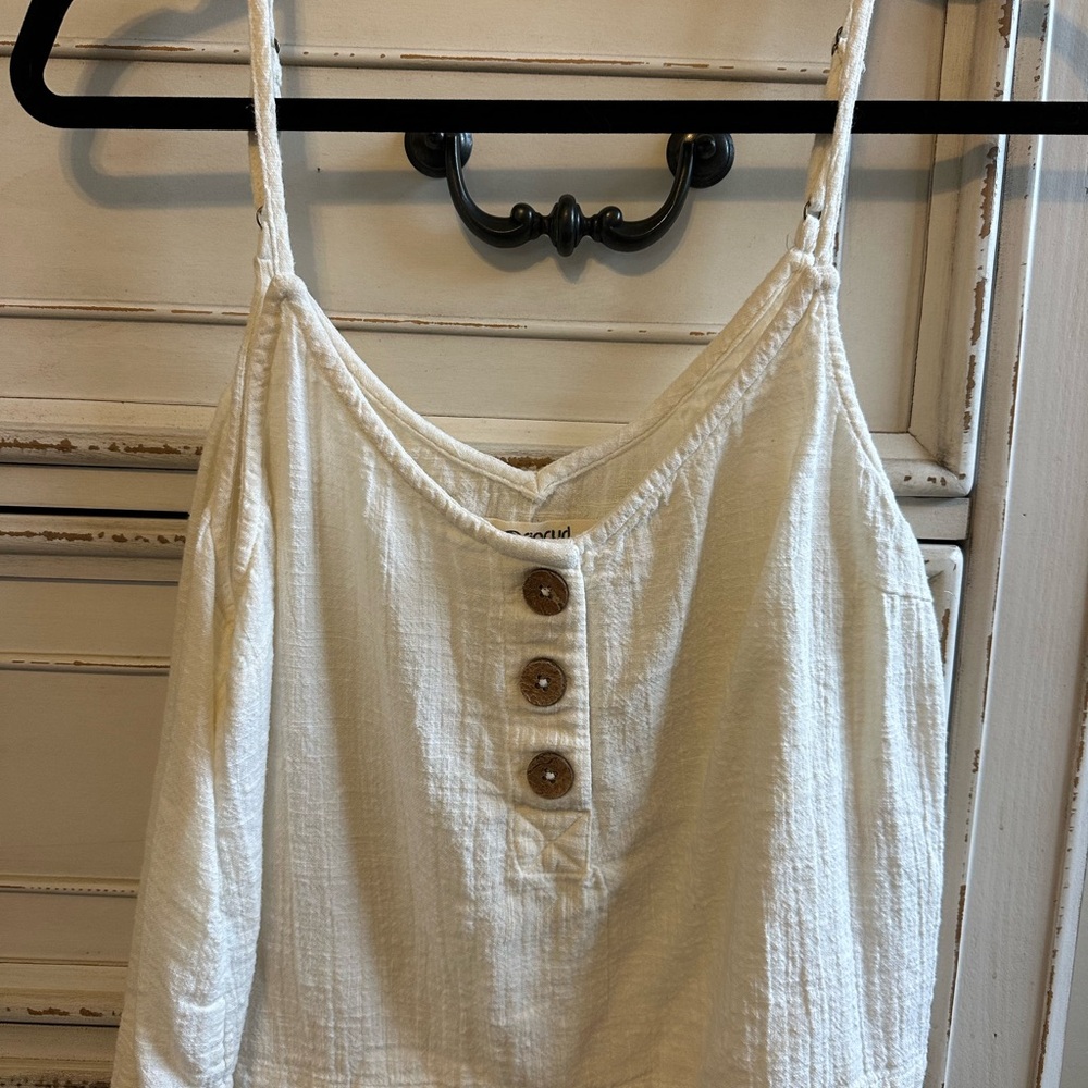 Women's Cream Button-Front Tank Top